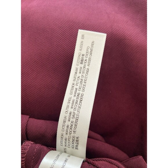 Uterqüe Burgundy A-Line Midi Skirt Gold Buttons High Waist Sz M 28 Vintage Style - Picture 9 of 9